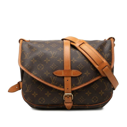 Louis Vuitton Monogram Saumur 30 Crossbody Shoulder Bag Brown Leather