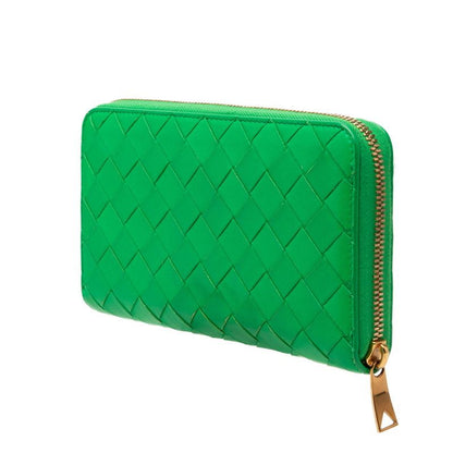 Bottega Veneta Intrecciato Zip Around Wallet Paraquito Green Leather — view 2