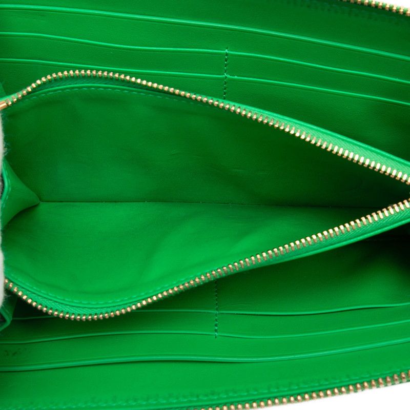 Bottega Veneta Intrecciato Zip Around Wallet Paraquito Green Leather — view 4