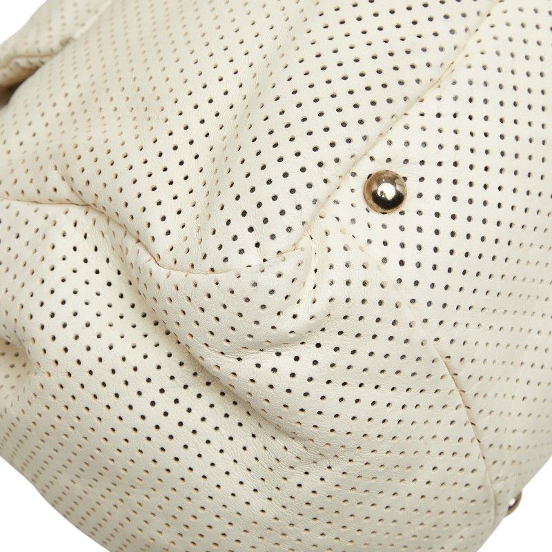 Chanel Quilted CC Logo 2.55 Perforated Chain Shoulder Bag Off White Leather — view 7