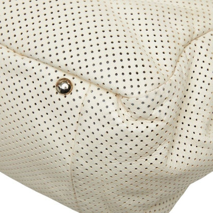 Chanel Quilted CC Logo 2.55 Perforated Chain Shoulder Bag Off White Leather — view 6