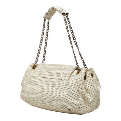 Chanel Quilted CC Logo 2.55 Perforated Chain Shoulder Bag Off White Leather — view 2