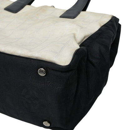 Chanel CC Logo New Travel Line Tote Beige Black Nylon Leather — view 5