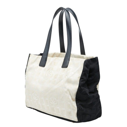 Chanel CC Logo New Travel Line Tote Beige Black Nylon Leather — view 2