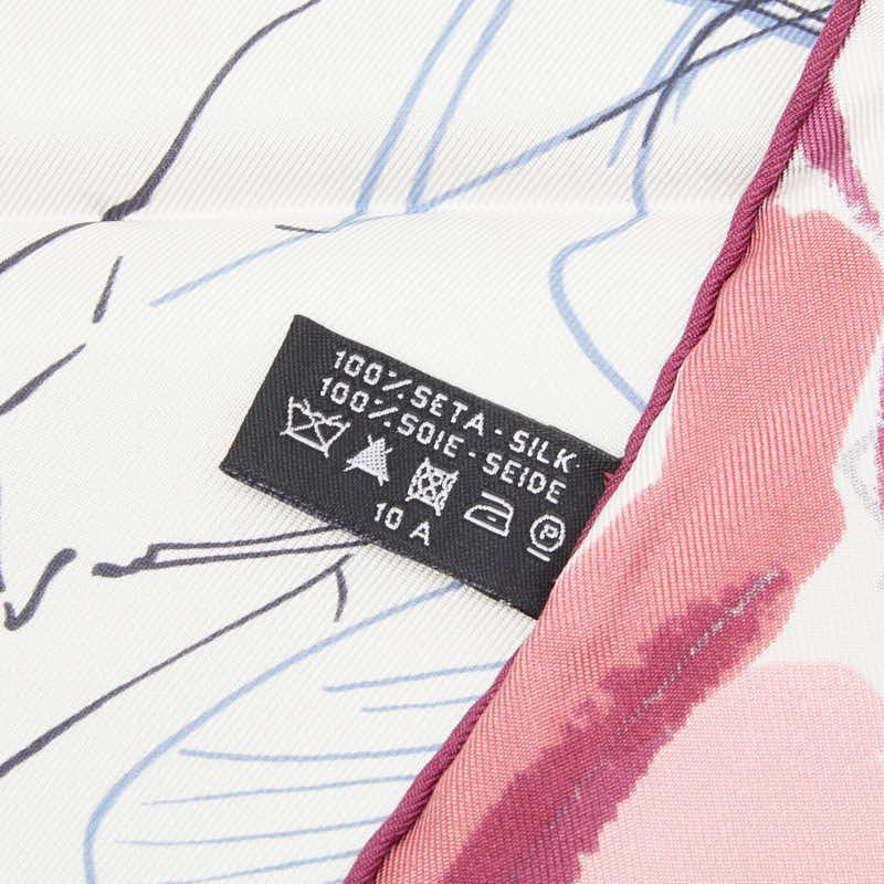 Chanel CC Logo Camellia Flower Floral Scarf White Multicolor Silk — view 4