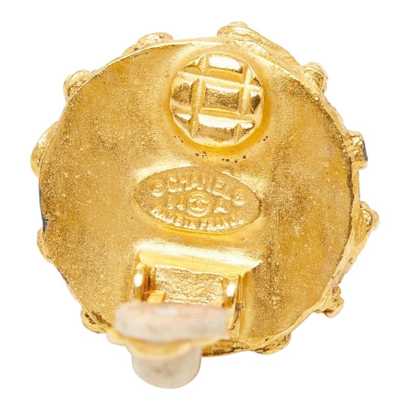 Chanel CC Logo Earrings Gold Plated Faux Pearl — view 4