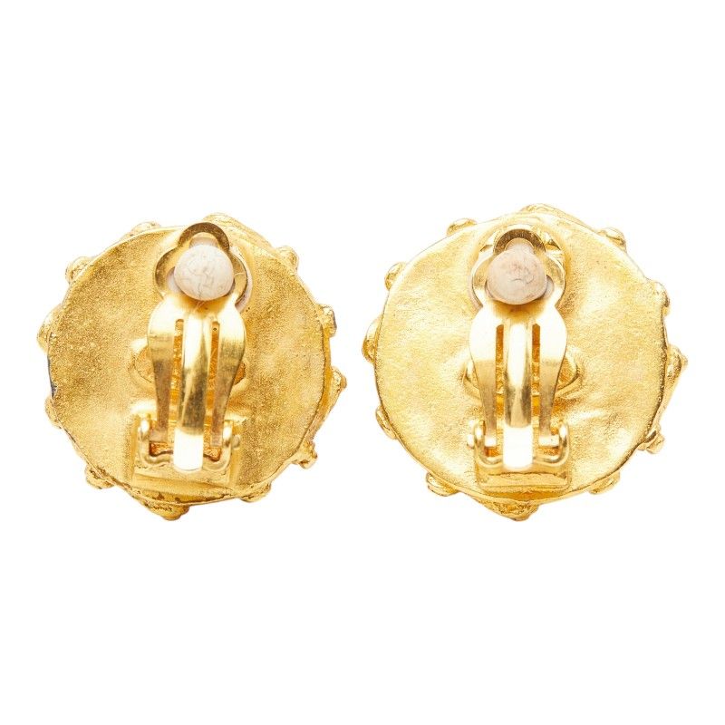 Chanel CC Logo Earrings Gold Plated Faux Pearl — view 3