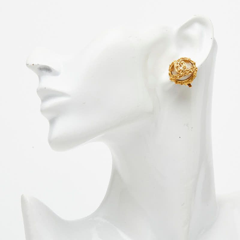 Chanel CC Logo Earrings Gold Plated Faux Pearl — view 6