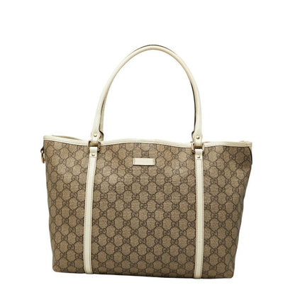 Gucci GG Supreme Tote Beige White Patent Leather
