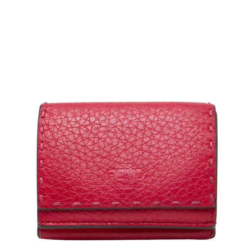 Fendi Selleria Trifold Wallet Compact Pink Leather