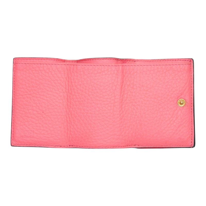 Fendi Selleria Trifold Wallet Compact Pink Leather — view 8