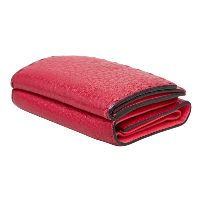 Fendi Selleria Trifold Wallet Compact Pink Leather — view 5