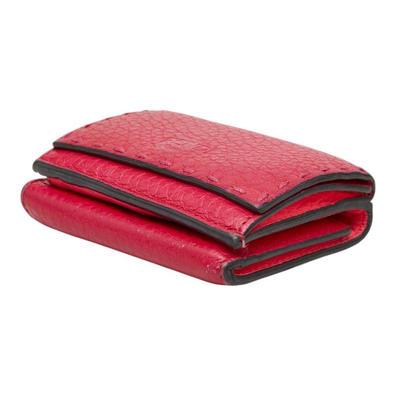 Fendi Selleria Trifold Wallet Compact Pink Leather — view 4