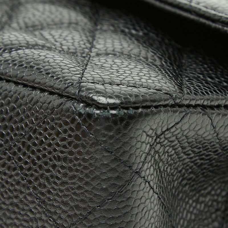 Chanel Quilted 25 CC Logo Double Flap Chain Shoulder Bag Black Silver Caviar — view 4