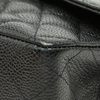 Chanel Quilted 25 CC Logo Double Flap Chain Shoulder Bag Black Silver Caviar — view 4