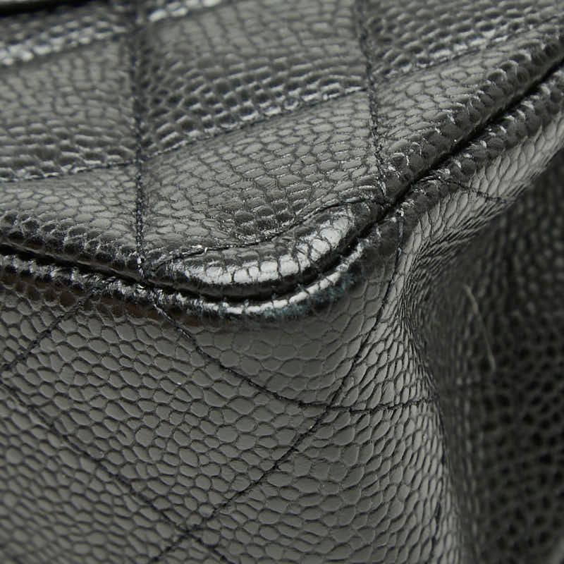 Chanel Quilted 25 CC Logo Double Flap Chain Shoulder Bag Black Silver Caviar — view 6