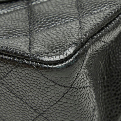 Chanel Quilted 25 CC Logo Double Flap Chain Shoulder Bag Black Silver Caviar — view 6