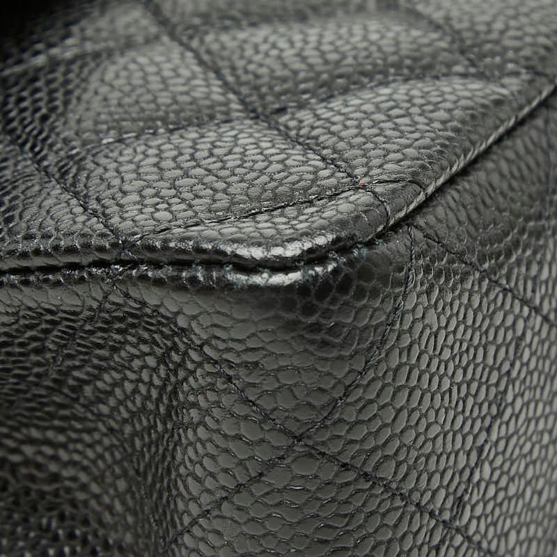 Chanel Quilted 25 CC Logo Double Flap Chain Shoulder Bag Black Silver Caviar — view 5
