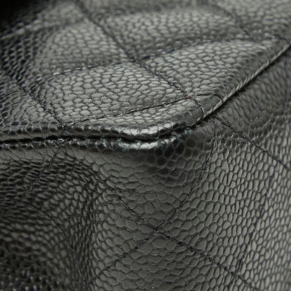 Chanel Quilted 25 CC Logo Double Flap Chain Shoulder Bag Black Silver Caviar — view 5