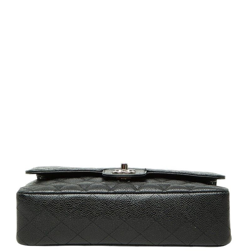 Chanel Quilted 25 CC Logo Double Flap Chain Shoulder Bag Black Silver Caviar — view 3