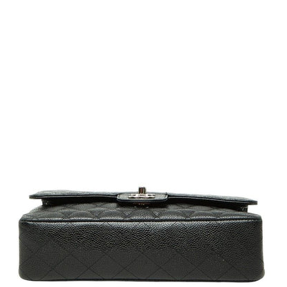 Chanel Quilted 25 CC Logo Double Flap Chain Shoulder Bag Black Silver Caviar — view 3