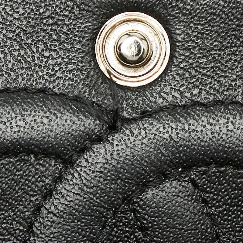 Chanel Quilted 25 CC Logo Double Flap Chain Shoulder Bag Black Silver Caviar — view 8