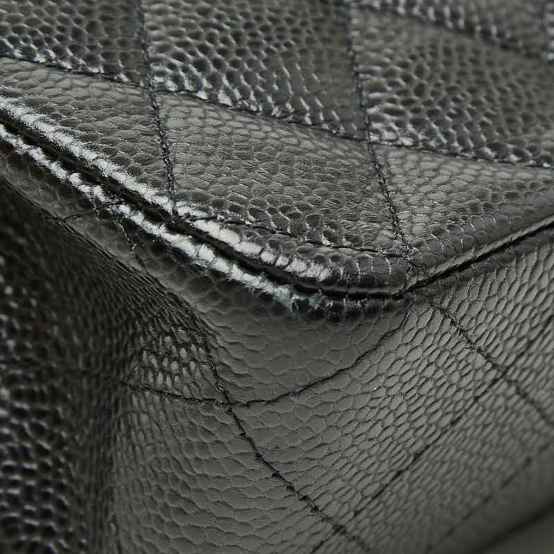 Chanel Quilted 25 CC Logo Double Flap Chain Shoulder Bag Black Silver Caviar — view 7