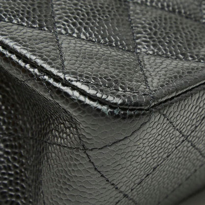 Chanel Quilted 25 CC Logo Double Flap Chain Shoulder Bag Black Silver Caviar — view 7