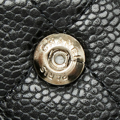 Chanel Quilted 25 CC Logo Double Flap Chain Shoulder Bag Black Silver Caviar — view 9