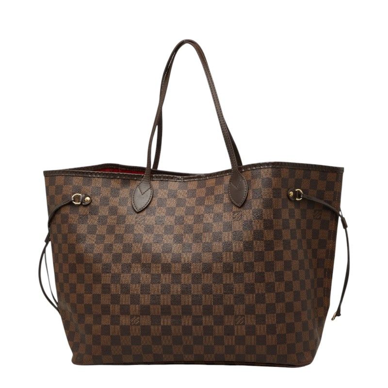 Louis Vuitton Damier Neverfull GM Tote Brown Leather