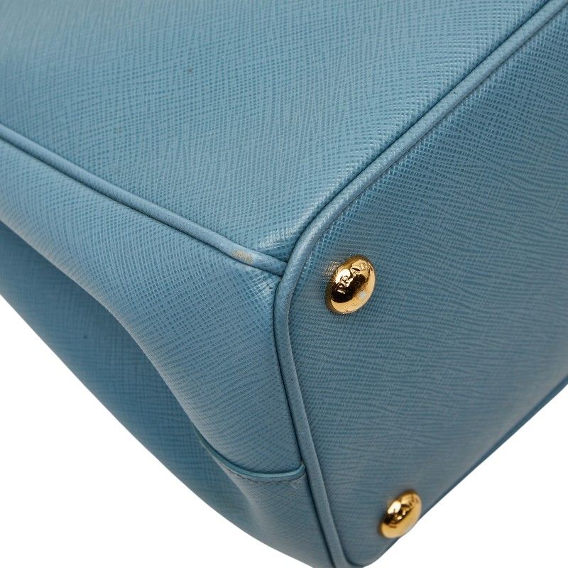 Prada Saffiano Galleria 2-Way Shoulder Bag Blue Leather — view 7