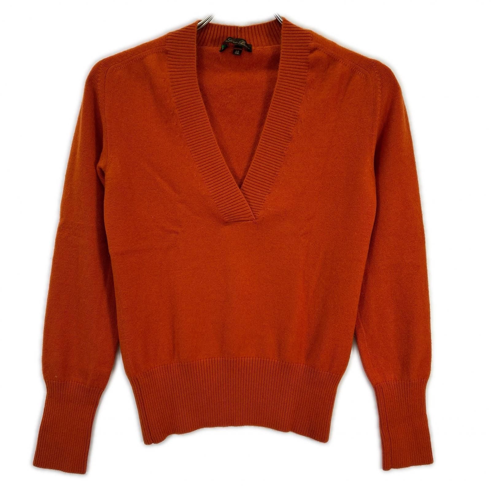Loro Piana Orange Neck Long Sleeve 95 Cashmere Knit Top 40 Sweater