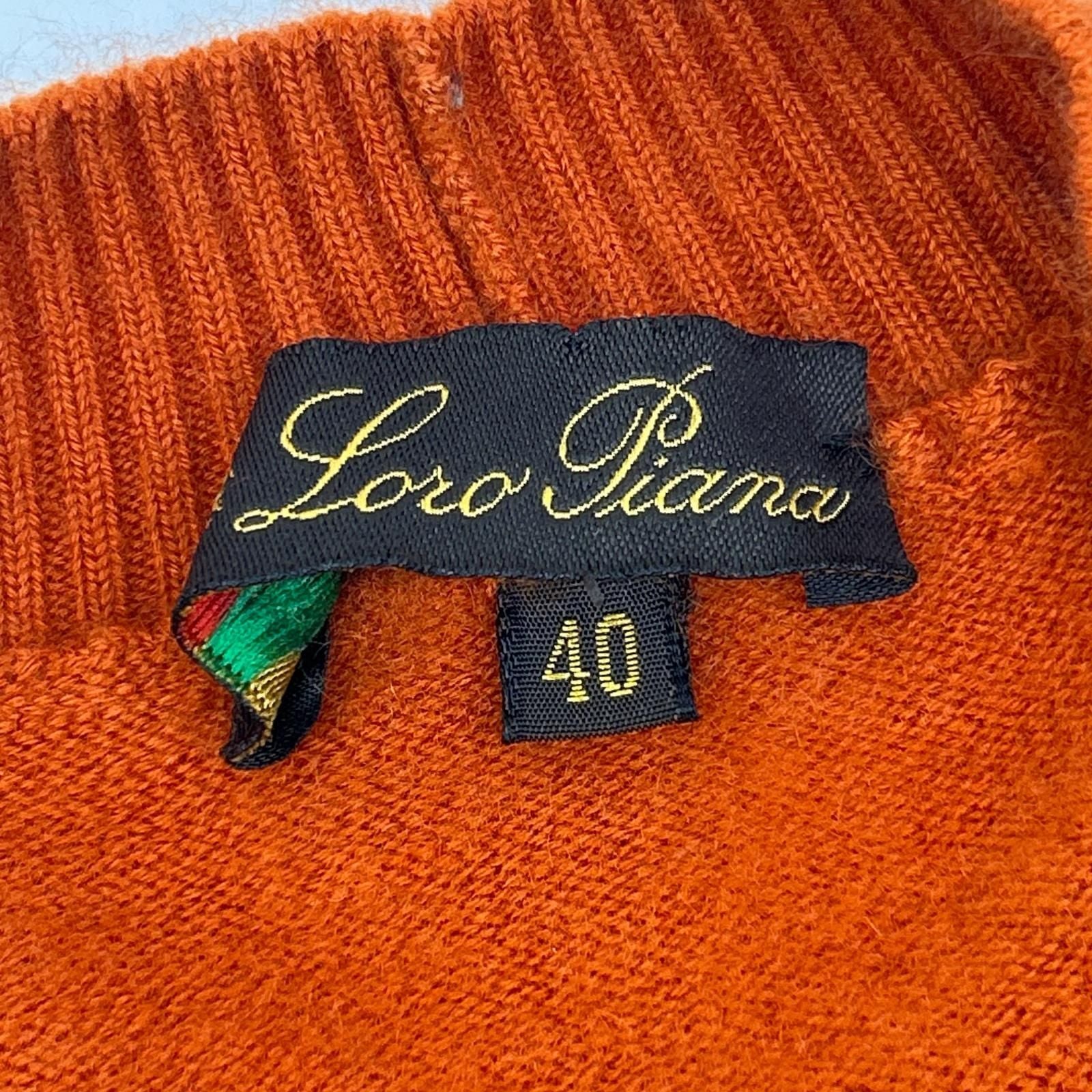 Loro Piana Orange Neck Long Sleeve 95 Cashmere Knit Top 40 Sweater — view 3
