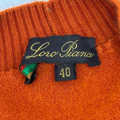 Loro Piana Orange Neck Long Sleeve 95 Cashmere Knit Top 40 Sweater — view 3