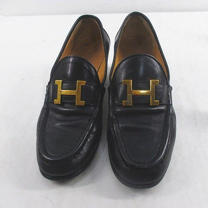 Hermes Constance Loafers Heels Buckle 36 Black Leather — view 5