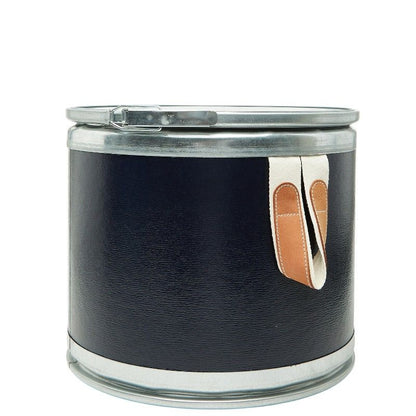 Hermes Saddle Box Horse Tackle Can Navy Silver Leather Metal Recycled Cardboard — view 2