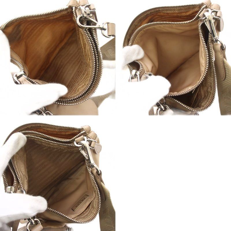 Prada Re Edition Re-Nylon Shoulder Bag Clochette Pouch Pink Beige YT — view 6