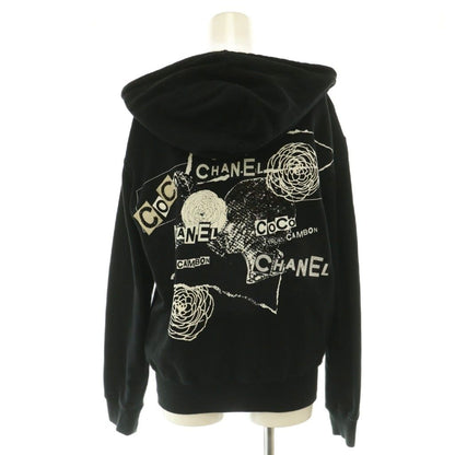 Chanel Coco Graffiti Logo Zip Up Hoodie Cotton S Black — view 2