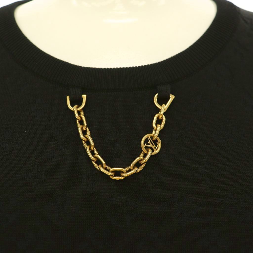 Louis Vuitton Knit Sweater with Monogram Chain Long Sleeve Silk M Black — view 4