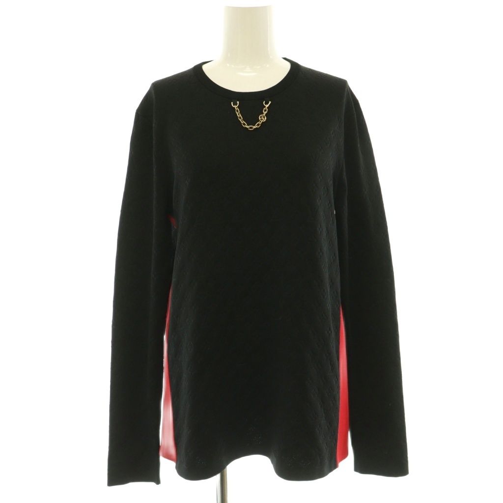 Louis Vuitton Knit Sweater with Monogram Chain Long Sleeve Silk M Black