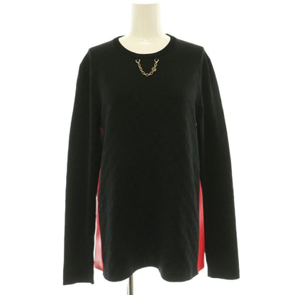 Louis Vuitton Knit Sweater with Monogram Chain Long Sleeve Silk M Black