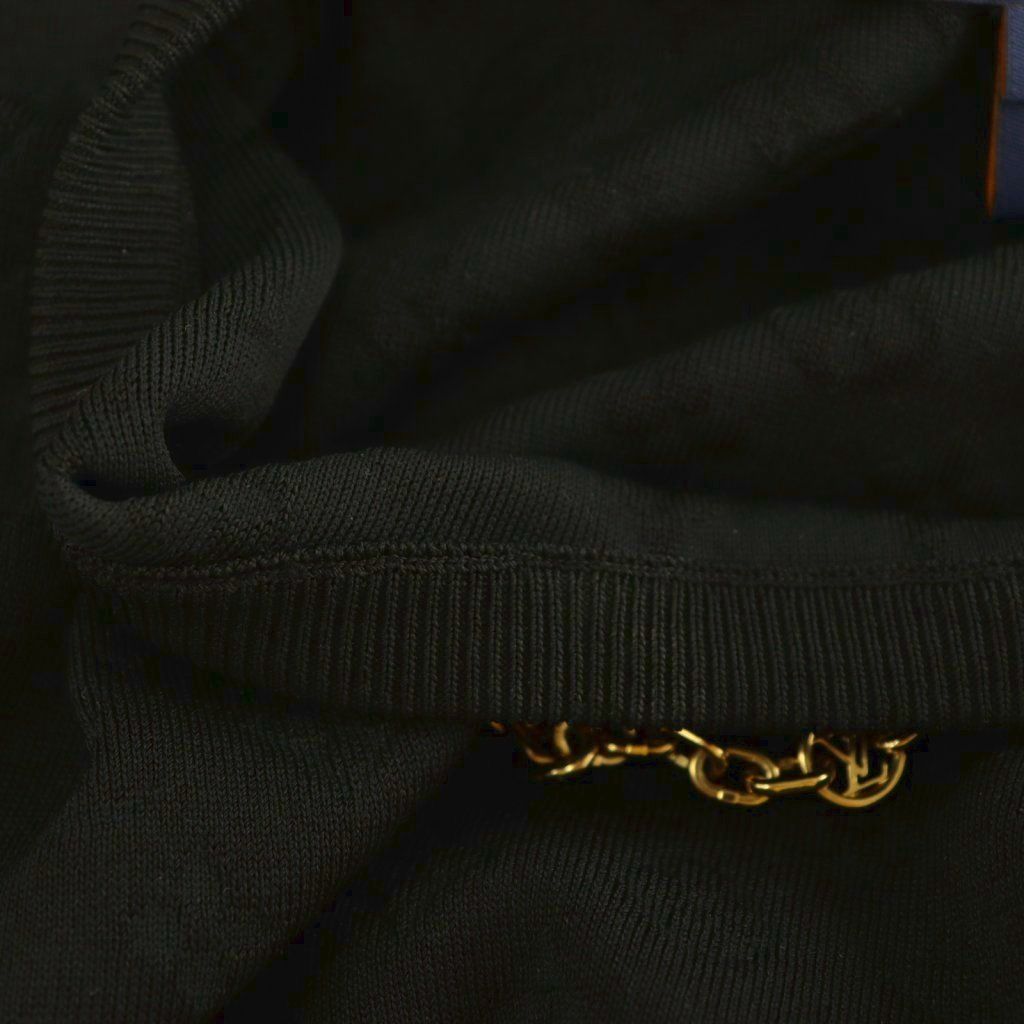 Louis Vuitton Knit Sweater with Monogram Chain Long Sleeve Silk M Black — view 7