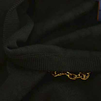 Louis Vuitton Knit Sweater with Monogram Chain Long Sleeve Silk M Black — view 7