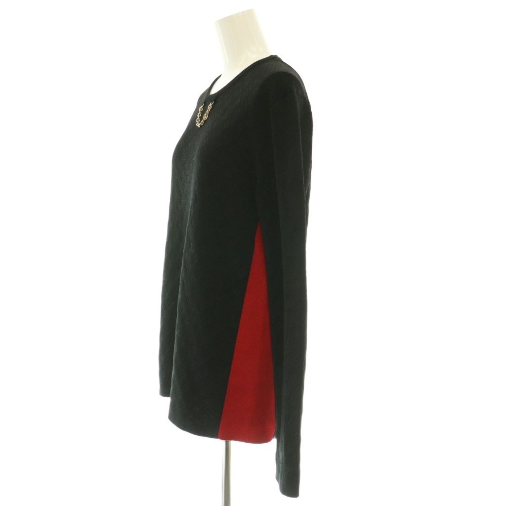 Louis Vuitton Knit Sweater with Monogram Chain Long Sleeve Silk M Black — view 3