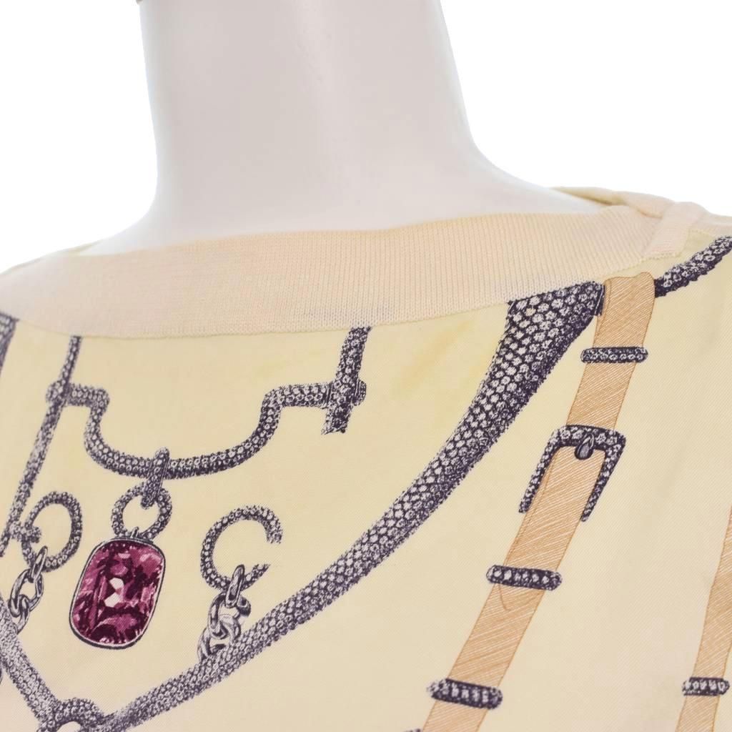 Hermes All Over Pattern Top Shirt Blouse Short Sleeve Contrast Beige — view 7