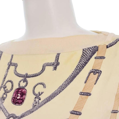 Hermes All Over Pattern Top Shirt Blouse Short Sleeve Contrast Beige — view 7
