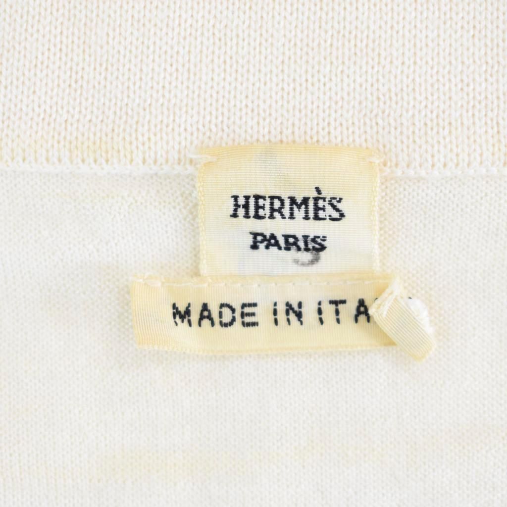 Hermes All Over Pattern Top Shirt Blouse Short Sleeve Contrast Beige — view 4