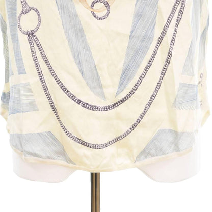 Hermes All Over Pattern Top Shirt Blouse Short Sleeve Contrast Beige — view 8