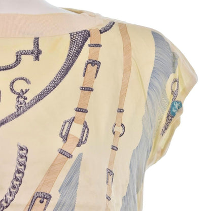 Hermes All Over Pattern Top Shirt Blouse Short Sleeve Contrast Beige — view 6
