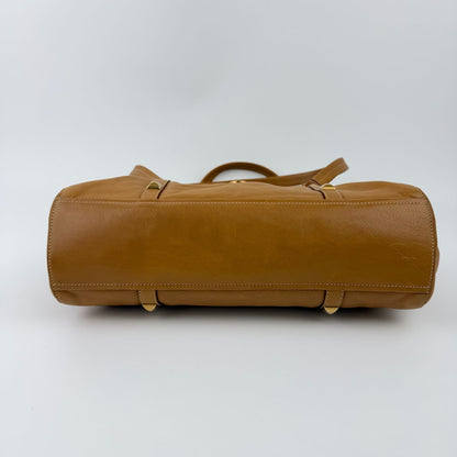 Prada Shoulder Bag Tote Leather Camel Brown Gold Vintage — view 7